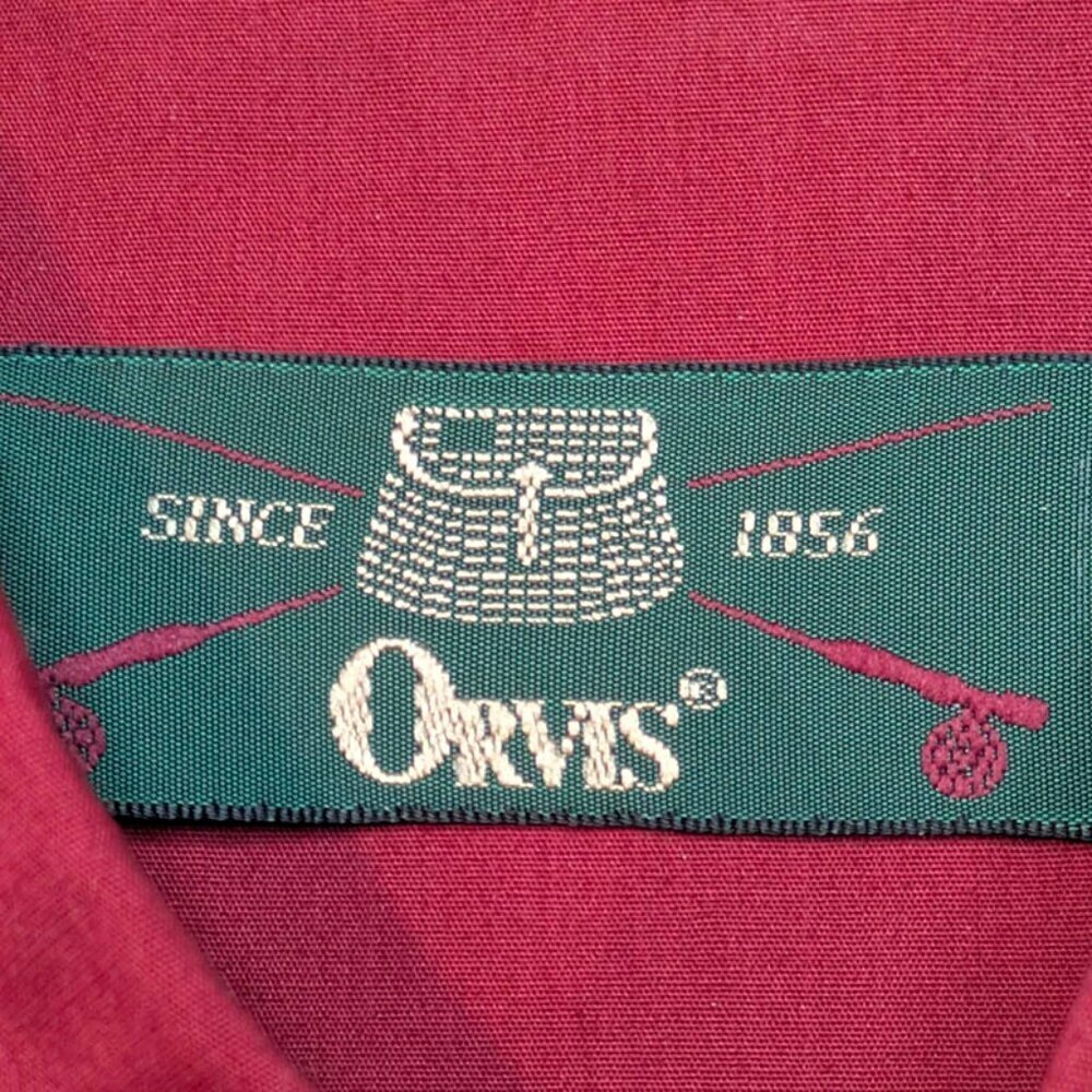 Orvis Button Up Shirt Mens‎ Large Red Outdoor Hunting Fishing Vented Long Sleeve - Picture 11 of 13